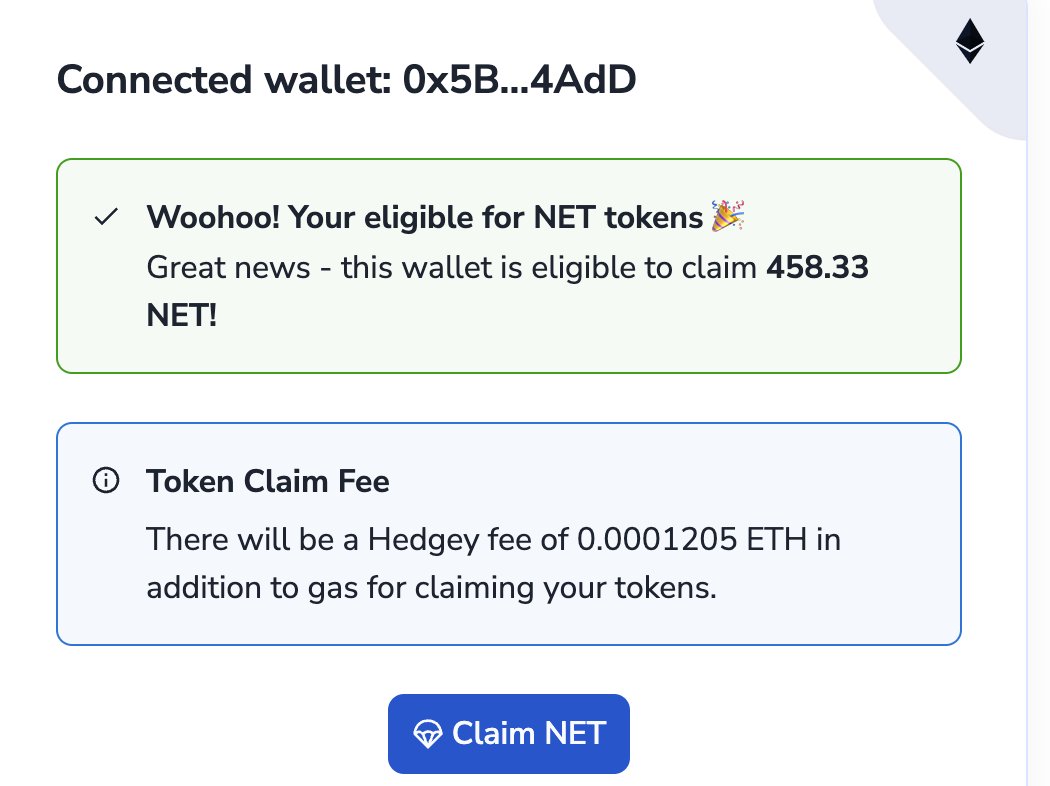 空投给 Gitcoin 捐赠者、活跃 DeFi 用户等！ 🪂

<a href="/nektarnetwork/">Nektar Network</a>正在向符合条件的用户空投 $NET 代币！

✅ 领取链接: claim.nektar.network

$NET 的总供应量为 10 亿。有关代币经济学的更多细节将稍后分享。

代币将进行归属，12 个月内线性解锁。