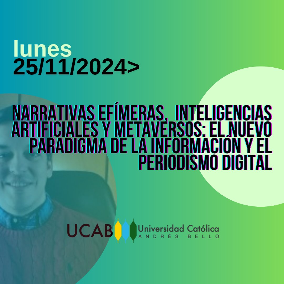 psbaut's tweet image. El lunes estaré con los alumnos de comunicación de @enlaucab 🇻🇪, hablando de narrativas y tecnologías emergentes en el #periodismo