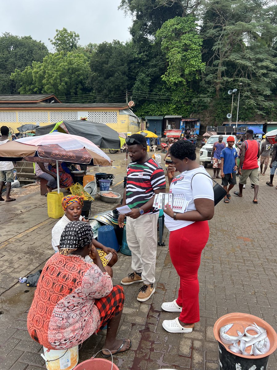 kobina_Ackerson's tweet photo. Earlier today, we engaged with voters at the Sekondi Fishing Harbor, educating them on how to cast their votes and also advocating for Lawyer Blay Nyameke Armah as MP for Sekondi Constituency and #MahamaForPresident coming December 7th. #ChangeIsComing #CoolRunning #LookForTheUmbrella