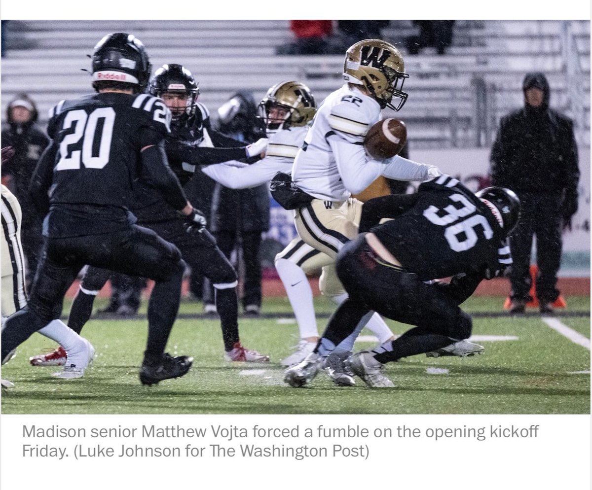 Chris Vojta (@cvoj) on Twitter photo Big game and big win last night! Now 12-0!! <a href="/FootballWarhawk/">WarhawkFootball</a> heading to regional finals next Saturday. <a href="/mattvojta/">Matthew Vojta</a> got his pic in the <a href="/washingtonpost/">The Washington Post</a> for a huge forced fumble on opening kickoff Big game and big win last night! Now 12-0!! <a href="/FootballWarhawk/">WarhawkFootball</a> heading to regional finals next Saturday. <a href="/mattvojta/">Matthew Vojta</a> got his pic in the <a href="/washingtonpost/">The Washington Post</a> for a huge forced fumble on opening kickoff