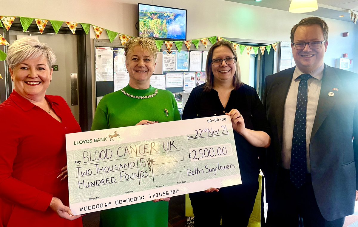 Thursday-Winner of the Fundraiser of the year for Beth’s Sunflowers who support Blood Cancer charities.
Friday, handed over a chq to <a href="/bloodcancer_uk/">Blood Cancer UK</a>  for £2500.
We raise money to give it away to help find blood cancer cures &amp; support patients
#bloodcancer #leukaemia #fundraising