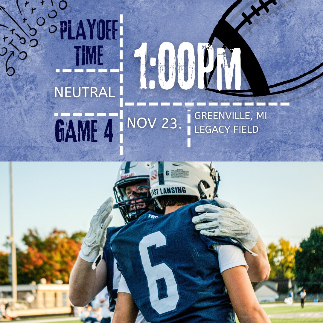 🚨PLAYOFF WEEK 4🚨
•
WEAR YOUR BLACKOUT TO SHOW SUPPORT🖤 STAY WARM 🥶
•
🆚 Byron Center
🏟️ Legacy Field (Greenville High School)
⏰ 1:00 PM
•
#EyeOfTradition