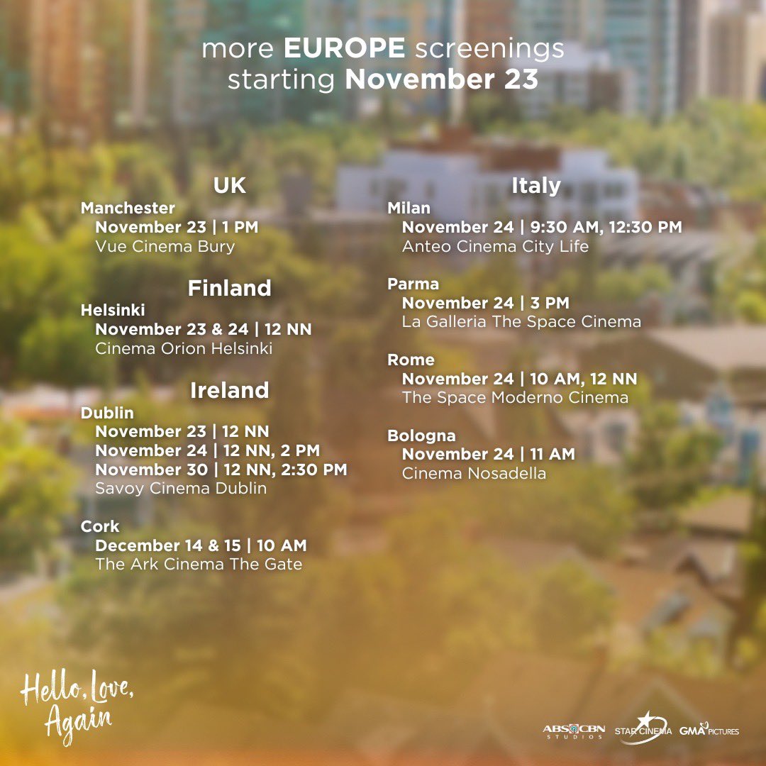 StarCinema's tweet photo. Don't miss out on the most anticipated continuation of love with Joy and Ethan! 💛💙

Ready to learn how to love again? Catch #HelloLoveAgain NOW IN MORE EUROPE SCREENINGS starting today!

Catch it first with your tahanan! 😘 https://t.co/u13NykSddq