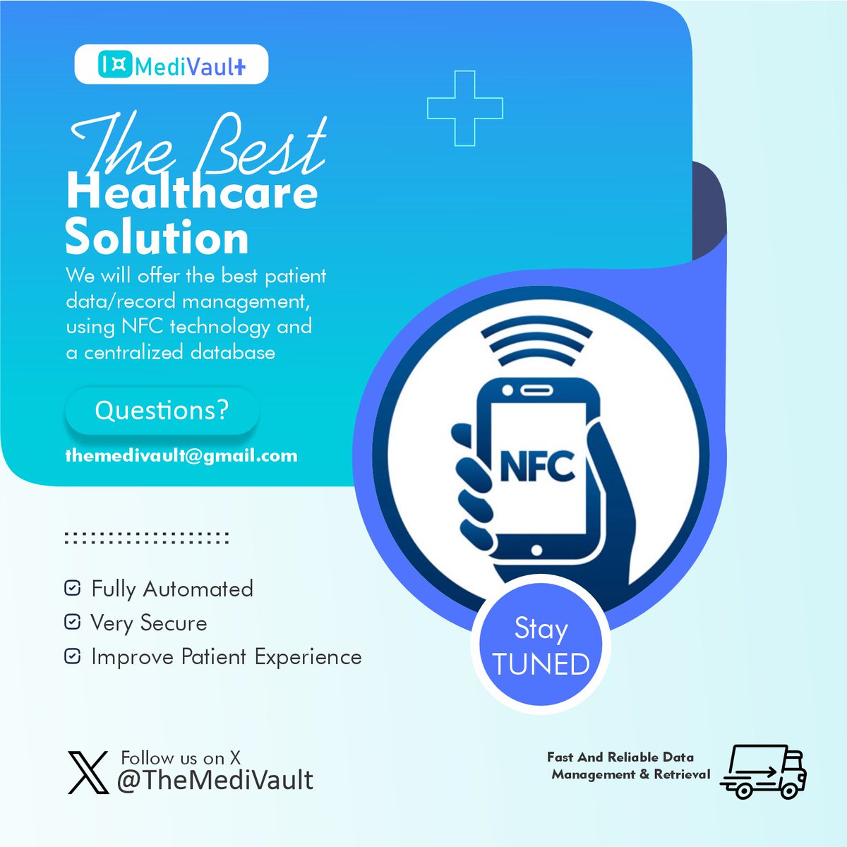TheMediVault's tweet photo. Have you ever had issues or a terrible experience, trying to retrieve your / your patients medical records.  Well MediVault has a solution to that. STAY TUNED. https://t.co/wzVO1Bs9M6
