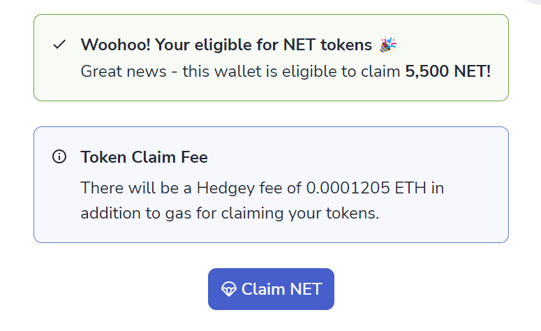 兄弟们领空投！

Nektar Network <a href="/nektarnetwork/">Nektar Network</a> 空投 $NET 可以领了。目前不可以交易，领取时需要收一定费用
领取链接 ：claim.nektar.network

空投资格
🔸 Gitcoin 捐助者
🔸活跃的 DeFi 用户
🔸Diva 协议参与者
🔸ETH 创世前 Solo Staker
🔸Nektar Network 空投积分持有者