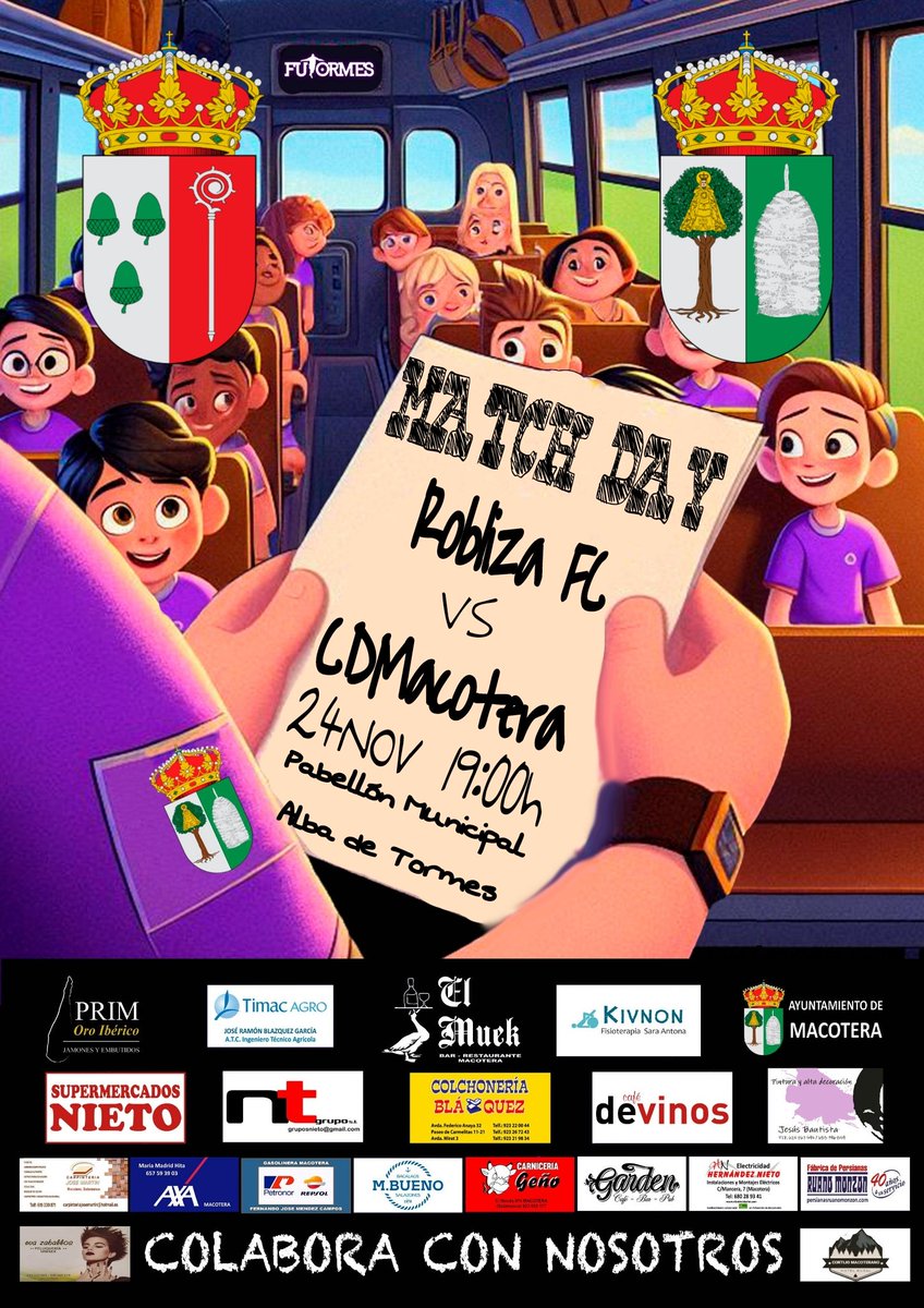 🏆 Jornada 9 Liga <a href="/Futormes/">FUTORMES</a>
⚽️ <a href="/CDMacotera/">C.D. Macotera Fs</a> ⚔️ Robliza FC
🏠 Pabellón Municipal de Alba de Tormes 
🗓 Domingo 24 de Noviembre 
⏰️ 1️⃣9️⃣:0️⃣0️⃣