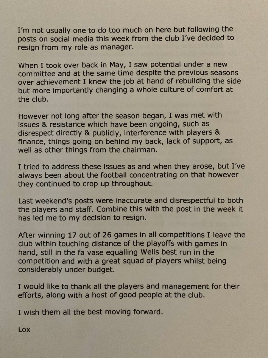 My statement regarding my position at Wells City👇🏻