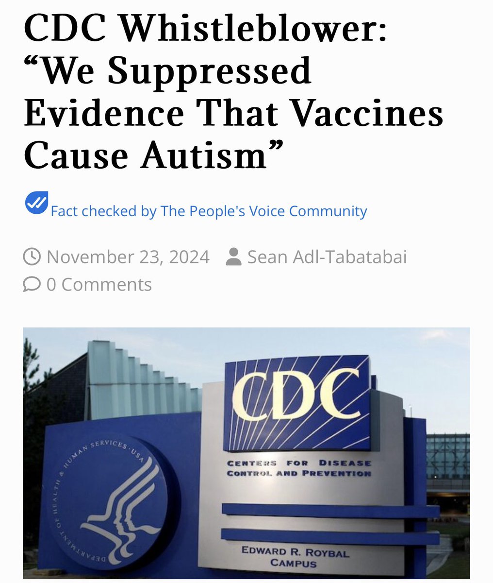 toobaffled's tweet photo. A CDC whistleblower has revealed that the agency has known for decades that vaccines cause autism.

https://t.co/vp3DL3AVat https://t.co/4pZmMvDPw5