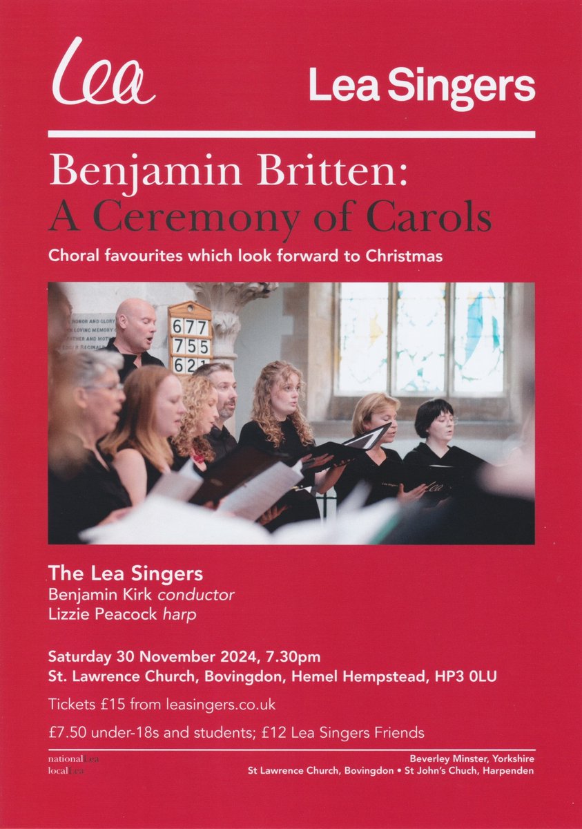 We are looking forward to our first festive concert of 2024 next Saturday at St Lawrence Church in Bovingdon <a href="/slcbov/">St Lawrence Church Bovingdon</a>. Tickets and more information at leasingers.co.uk/concerts-event…