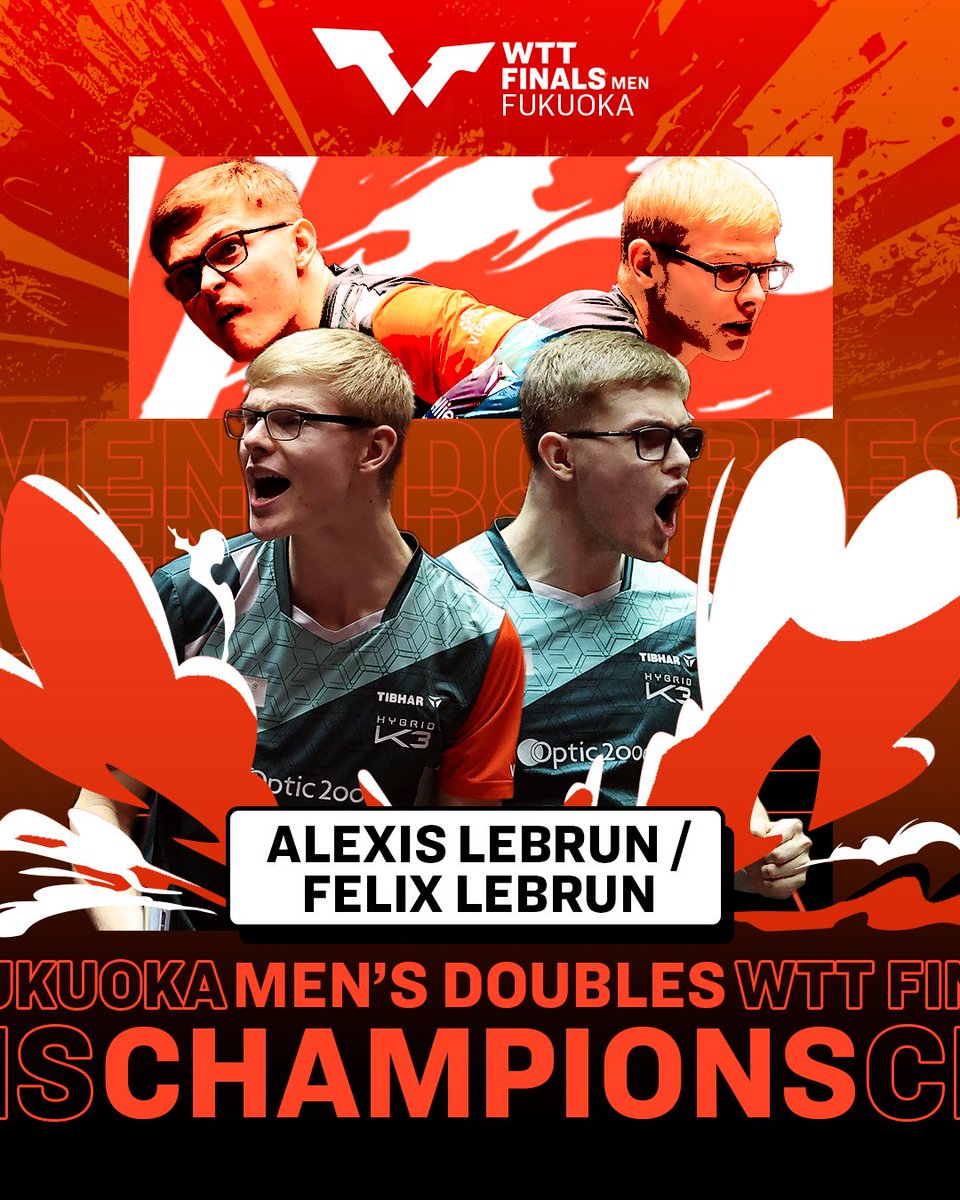 Congratulations to Alexis and Felix Lebrun - your new #WTTFukuoka Men’s Doubles Champions 🏆👏 

#WTTFinals #TableTennis