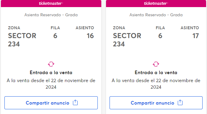 Vendo 2 entradas para el concierto de Dellafuente para el sábado 21 de junio en el Metropolitano.

 Sector 234, Fila 6.

Para más información MD.