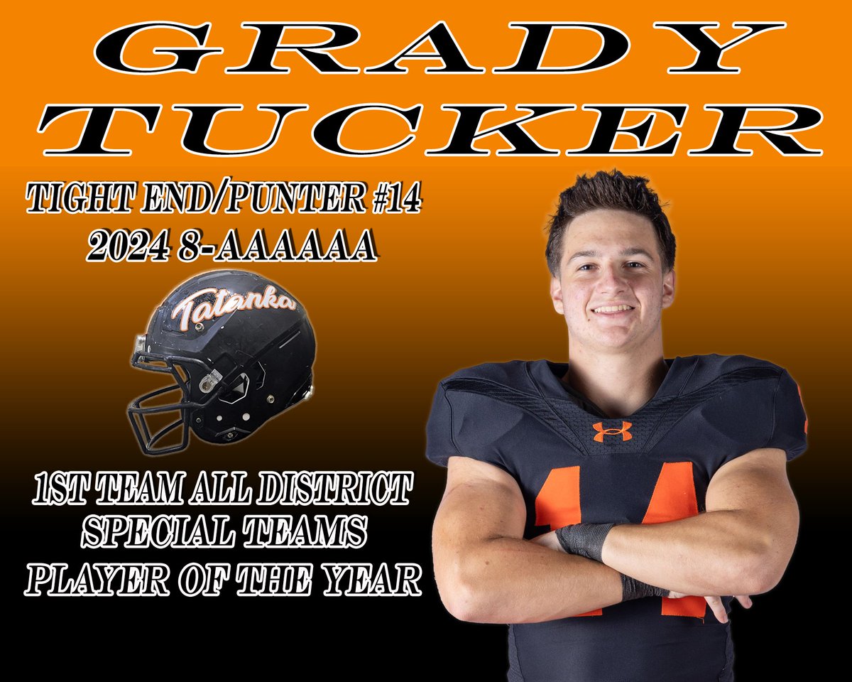 Coach Tucker - Haltom (@coach_jwtucker) on Twitter photo Congrats to TE/P/QB/Holder, Grady Tucker, on being named 1st Team All District Special Teams Player of the Year in 8-6A for 2024!
#HaltomFamily <a href="/FootballHaltom/">Haltom Football Boosters</a> <a href="/HHSBuffNation/">Haltom High Buff Nation</a> Congrats to TE/P/QB/Holder, Grady Tucker, on being named 1st Team All District Special Teams Player of the Year in 8-6A for 2024!
#HaltomFamily <a href="/FootballHaltom/">Haltom Football Boosters</a> <a href="/HHSBuffNation/">Haltom High Buff Nation</a>