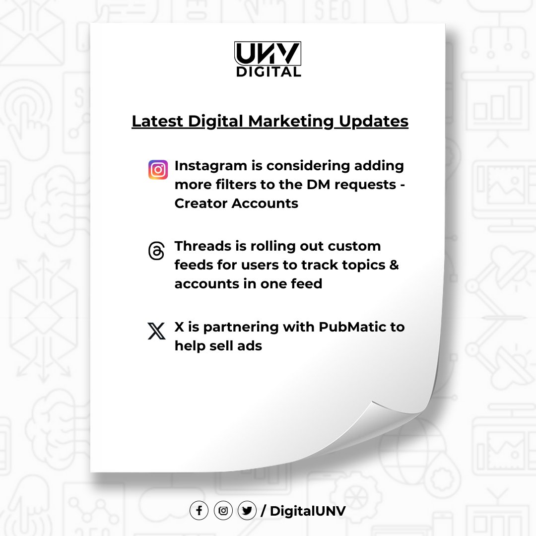 DigitalUNV's tweet photo. Latest from the world of Digital Marketing and Technology!

Stay tuned for the next dose of Updates!

#DigitalMarketing #TechTrends #MarketingUpdates #MarketingInsights #DigitalTransformation #TechNews #MarketingStrategy #FutureOfTech #AI #DigitalMarketingTrends #MarketingGrowth https://t.co/Hc4muGr7Vh