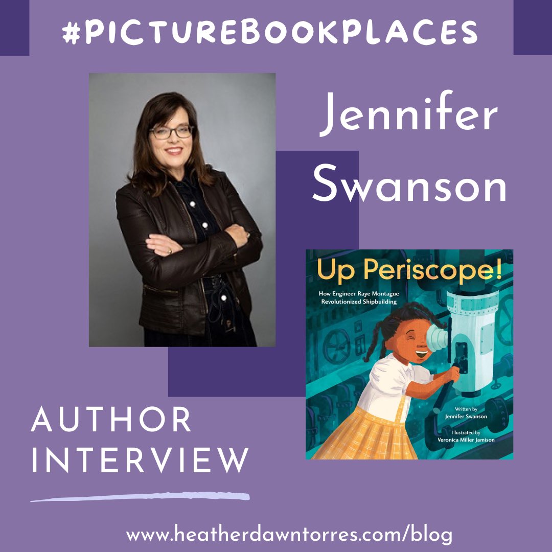 Don’t forget to stop by #PictureBookPlaces to chat with author <a href="/JenSwanBooks/">🚀🌊Jennifer Swanson- Children's author</a> about her newest book UP PERISCOPE! with illustrations by <a href="/VeronicaJArt/">Veronica Miller Jamison 🎨 Illustrator 👩🏽‍🎨</a> and out with <a href="/LittleBrownYR/">Little, Brown Young Readers</a> 

Comment on the blog post for a chance to win a copy of the book!

#authorinterview #PictureBooks