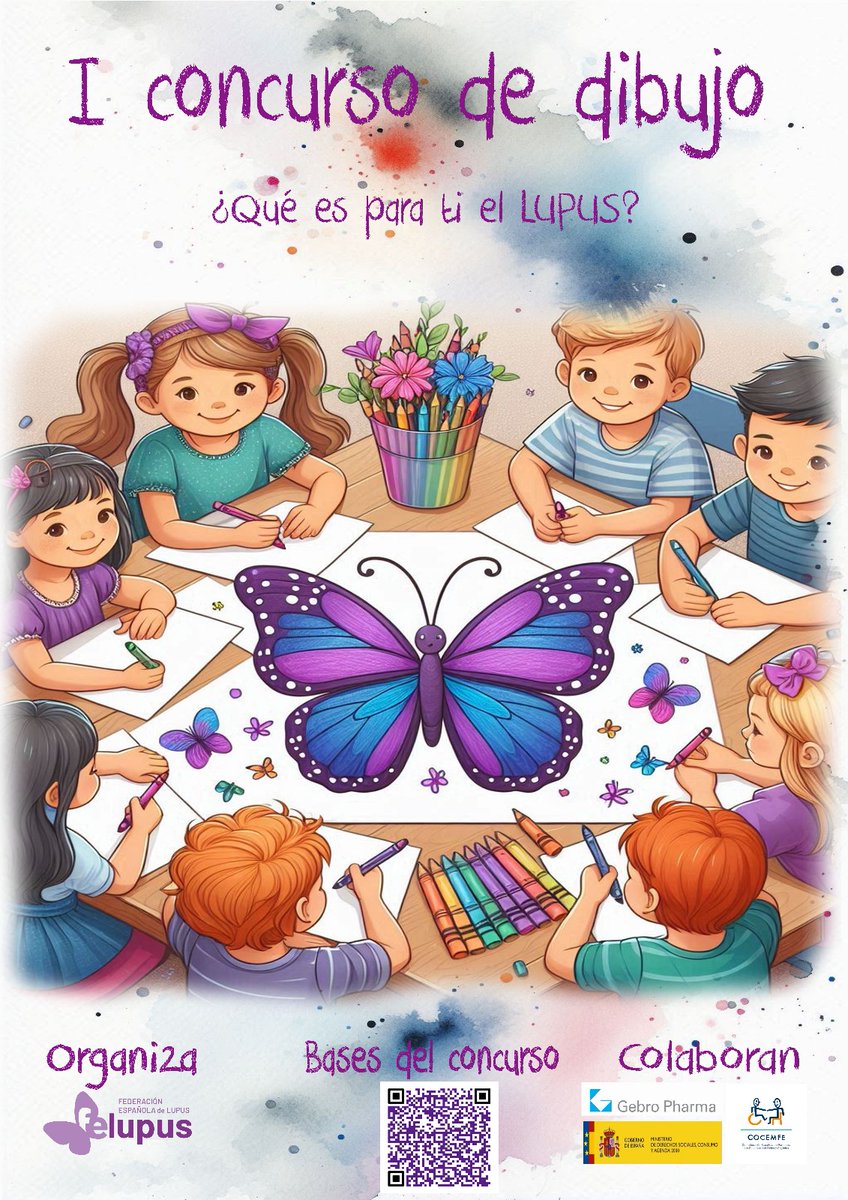 ¡Esperamos una gran participación y que juntos podamos dar mayor visibilidad al lupus en nuestras aulas! 
Comparte la noticia en los COLEGIOS 🏫 , Bibliotecas, etc...

Fecha fin de recepción de Dibujos el 1 de Diciembre de 2024

⬇️Enlace INFORMACIÓN 🔗⬇️

bit.ly/3NGxQrX