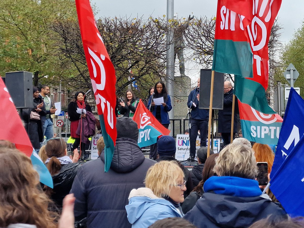 Great turn out for the #UnityandHope Rally despite an orange weather alert! ⚠️ Great to hear voices of workers condemning attempts to spread division <a href="/LeCheileDND/">Le Chéile #IrelandForAll</a> <a href="/irishcongress/">Irish Congress of Trade Unions (ICTU)</a> <a href="/forsa_union_ie/">Fórsa trade union</a> <a href="/SIPTU/">SIPTU</a> <a href="/INMO_IRL/">Irish Nurses & Midwives Organisation</a>
