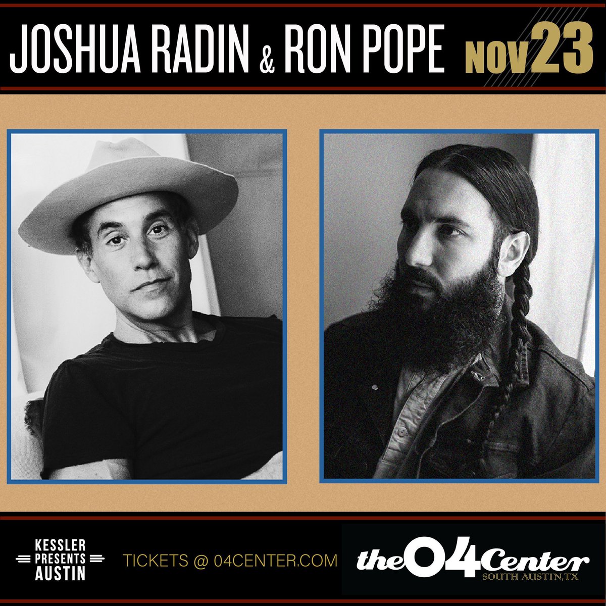 TONIGHT: Kessler Presents Joshua Radin and Ron Pope performing at The 04 Center! Doors open at 7, show at 8. Tickets 🎟️ buff.ly/3ZaJvWM