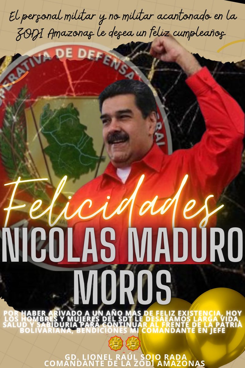 Los hombres y mujeres al sur del orinoco le deseamos un feliz cumpleaños a nuestro CJ presidente de la República Bolivariana de Venezuela <a href="/NicolasMaduro/">Nicolás Maduro</a> por arribar a un año más de vida al servicio de la patria...!!!
