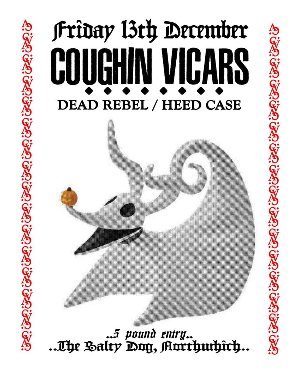 First on our DEC double bill: 13.12.24 Satly Dog, Northwich. Supporting Coughing Vicars, with Heed Case!

Get on it 💀

DR.

#doomdance