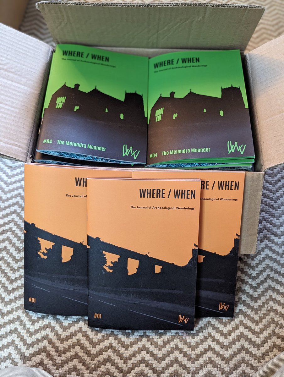 RobertHamnett's tweet photo. Oh? What's this? Boxes... Can it be? Is it? It is! It the new Where/When. No. 4 - The Melandra Meander. And some re-published issues of No. 1, long out of print. Contact me in the usual way, or pop into Dark Peak Books later this afternoon. #Glossop #Broadbottom #Archaeology https://t.co/soIJQMrgDP