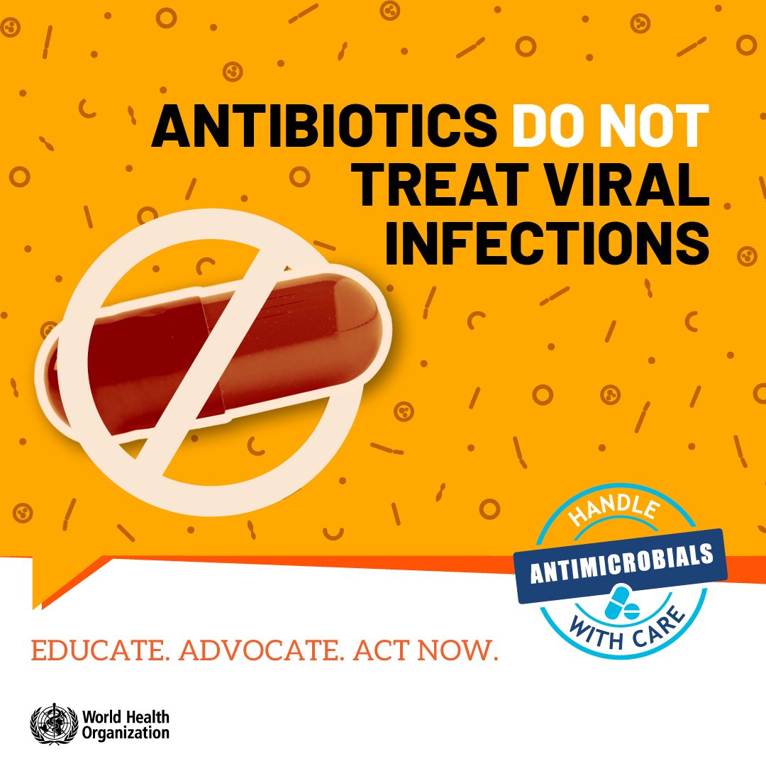 This is your reminder that antibiotics do not treat viral infections like flu.

"Flu"camox will not treat that flu. 

You do not need azithro to manage that common cold.

Use antibiotics responsibly.

#WAAW2024