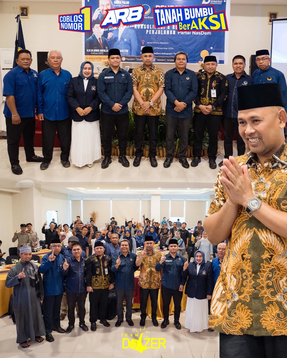 Tanbuberaksi's tweet photo. Partai Nasdem Komitmen Menangkan Calon Bupati dan Calon Wakil Bupati No Urut 01, Andi Rudi Latif - H. Bahsanuddin.
#tanahbumberaksi
#tanahbumbu
#timdozer
#andirudilatif
#bahsanuddin
#muhidinhasnur
#kalimantanselatan https://t.co/b18qhrJFaT