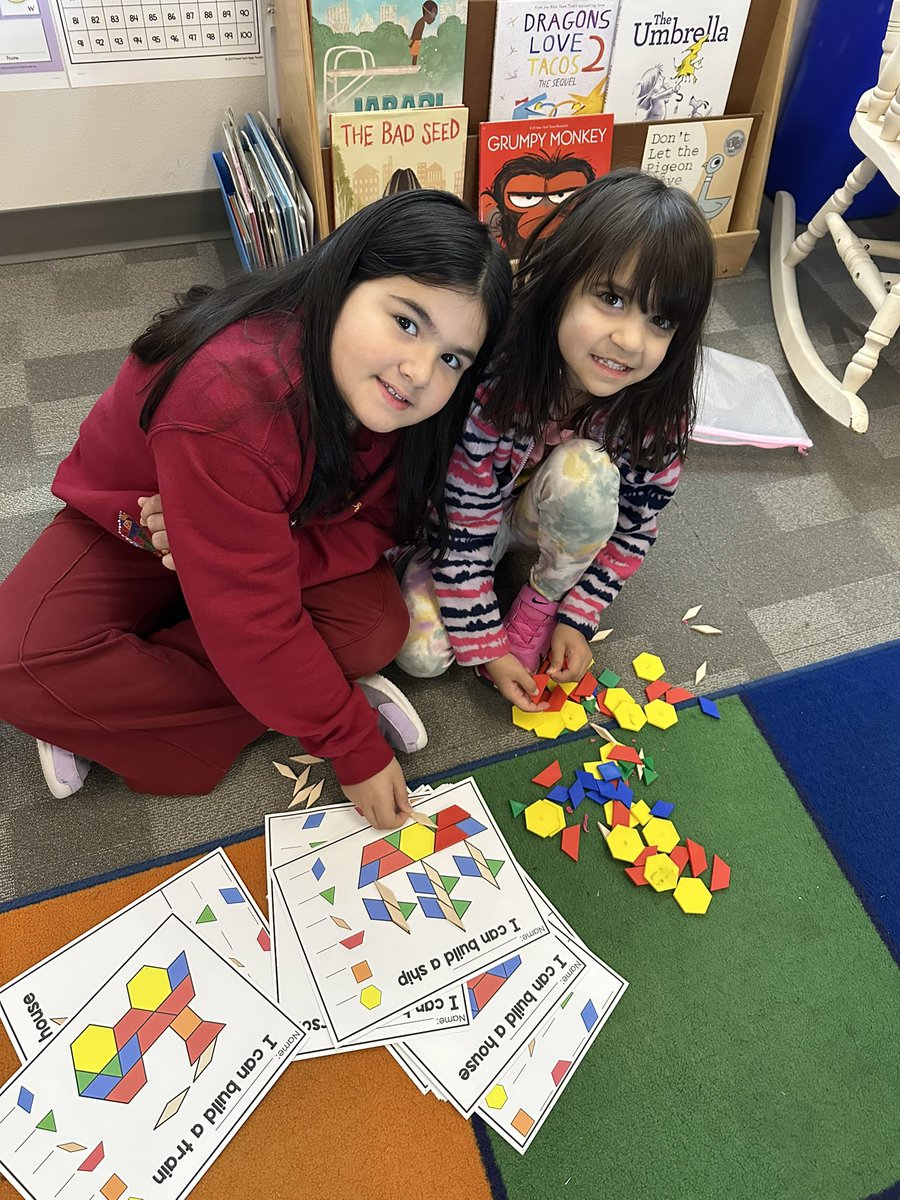Had fun exploring math stations with our kinder buddies!