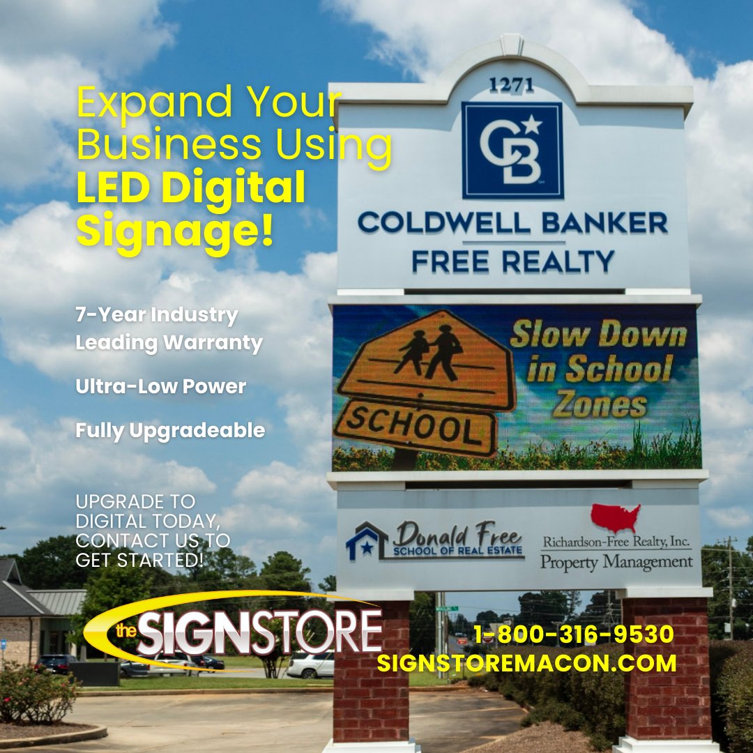 signstoremacon's tweet image. Grow your business! This project for Coldwell Banker Free Realty shows how LED Digital Signs boost visibility and communication. Call today! 1-800-316-9530 signstoremacon.com  #SignStoreMacon #LEDSigns #BusinessSignage #ColdwellBanker #MaconGA