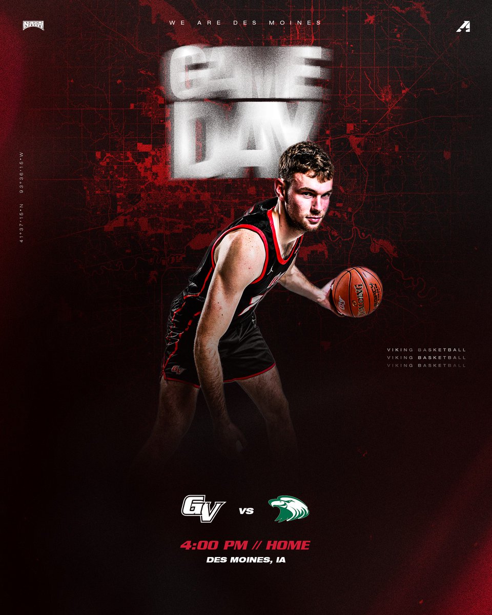 M🏀 | #GAMEDAY | <a href="/GVVikingMBB/">Grand View Men's Basketball</a> 

🆚 Central Methodist University 
📍 Des Moines, IA
⏰ 4:00 PM
📈 ow.ly/l9fM50Uclc2
📹 ow.ly/oSHq50Uclc3
🎟️ ow.ly/c8c350Uclc1

#WEAREDSM