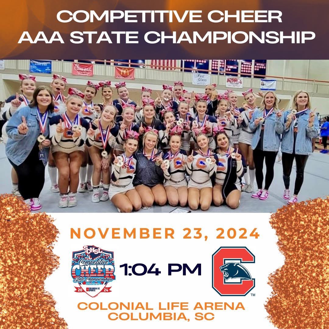 Spartanburg One (@spartanburgone) on Twitter photo ππΎItβs π¦π§ππ§π ππππ π£ππ’π‘π¦πππ£ day for our Chapman Region Champion Competitive Cheer Team! They take the mat at 1:07 PM at Colonial Life Arena in Columbia!
Info if you are headed to Columbia:
β’πͺ Spectators must enter Colonial Life Arena through the main ππΎItβs π¦π§ππ§π ππππ π£ππ’π‘π¦πππ£ day for our Chapman Region Champion Competitive Cheer Team! They take the mat at 1:07 PM at Colonial Life Arena in Columbia!
Info if you are headed to Columbia:
β’πͺ Spectators must enter Colonial Life Arena through the main