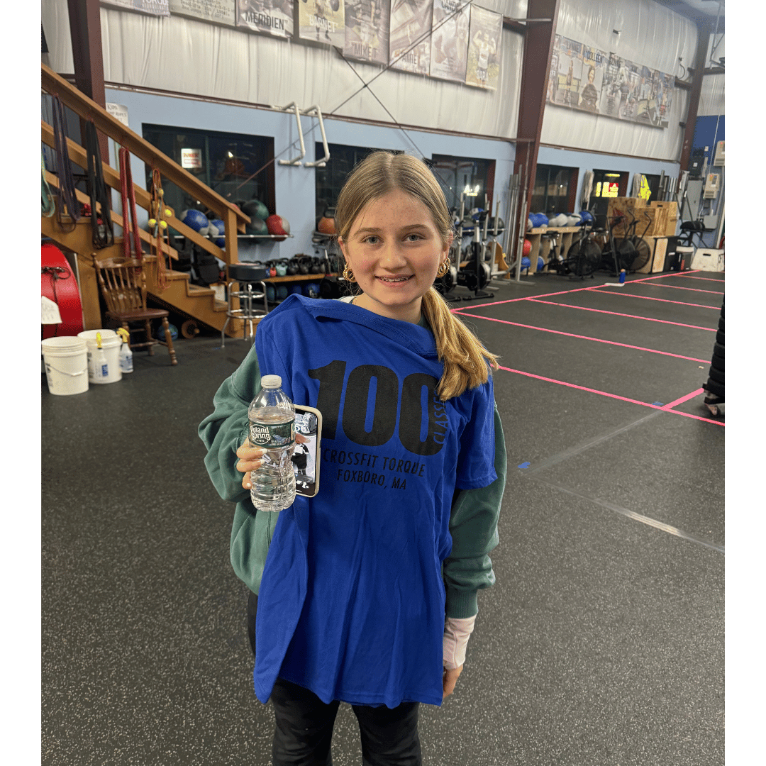 CrossFitTorque's tweet photo. 🎉Another big CONGRATS to member Ari for earning her 100 class milestone shirt! Ari came to us when she was just 9 years old! Entering into CrossFit Torque Kids Classes with a mask on during 2020, Ari quickly fell in love with how she felt here, ignoring the fact she had to work https://t.co/AsrNX5Nhs0