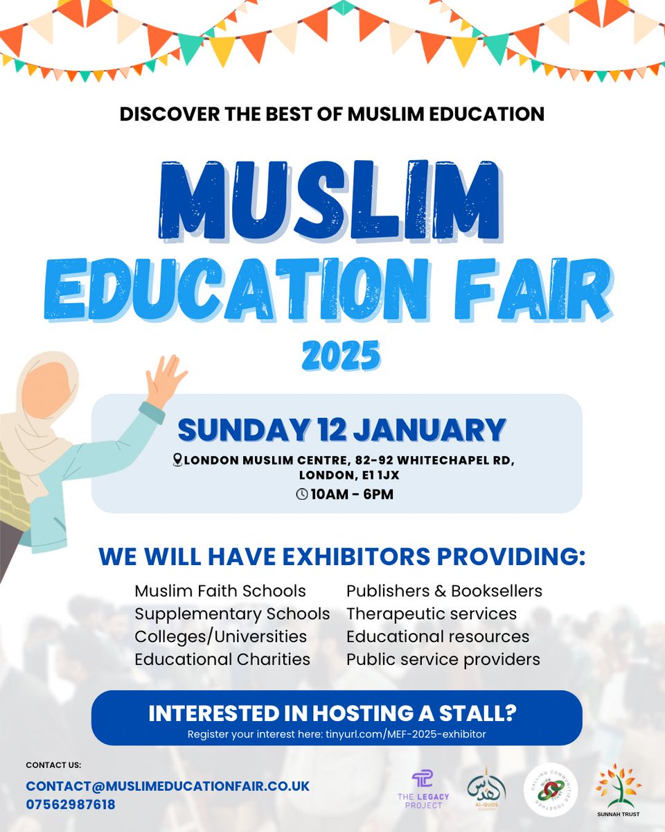 The Legacy Project (@tlprojectuk) on Twitter photo WEโRE CO-HOSTING MEF 2025 ๐คฉ
This is a brilliant opportunity to showcase your organisation within the Muslim Education space and meet others with the same passion as you!
Register your interest ๐๐ฝ tally.so/r/3j06yJ
๐ง contact@muslimeducationfair.co.uk
#educationfair WEโRE CO-HOSTING MEF 2025 ๐คฉ
This is a brilliant opportunity to showcase your organisation within the Muslim Education space and meet others with the same passion as you!
Register your interest ๐๐ฝ tally.so/r/3j06yJ
๐ง contact@muslimeducationfair.co.uk
#educationfair