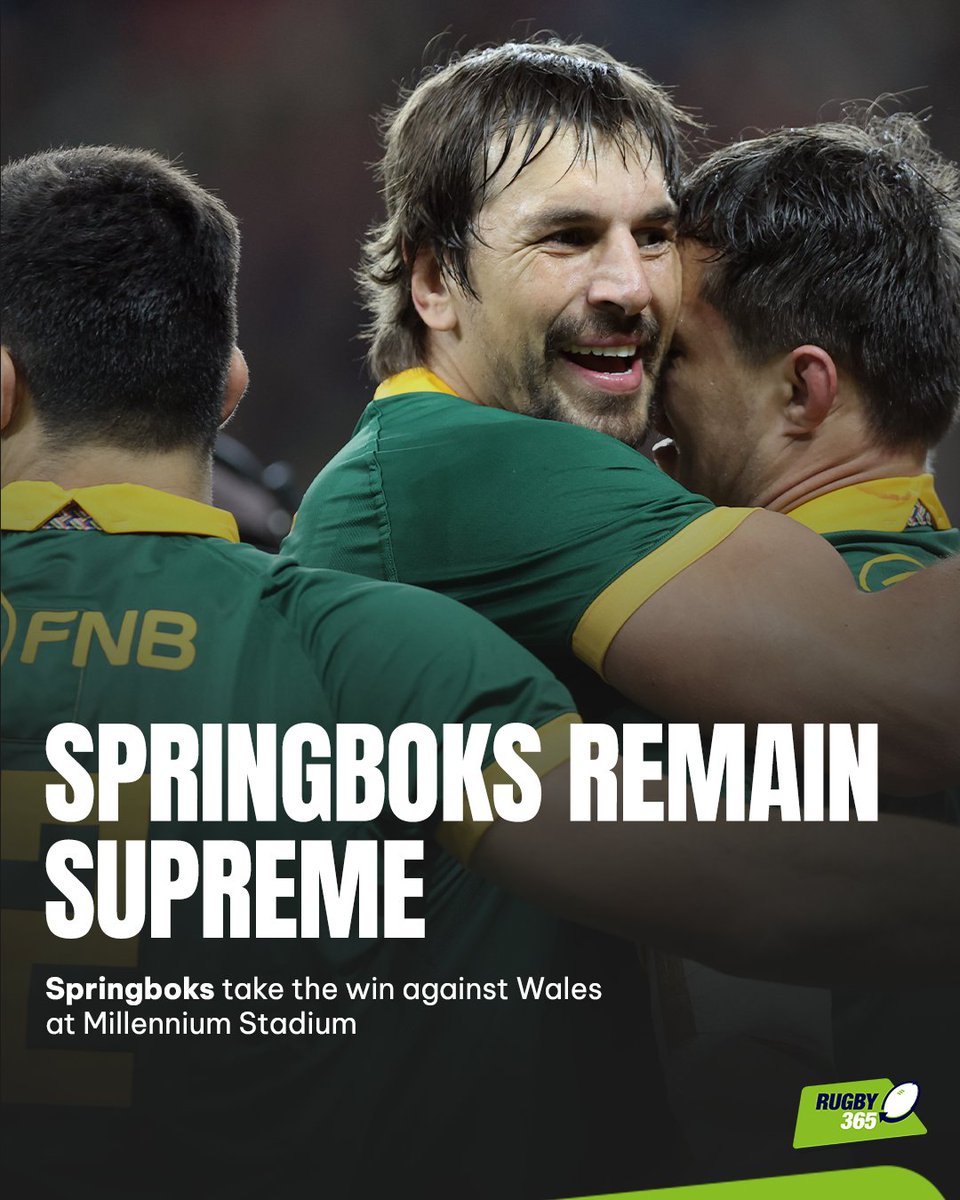 rugby365com's tweet photo. Springboks score seven tries against Wales to get the win, beating them 12-45 🔥👏
#Rugby365 #Spingboks #autumnnationseries https://t.co/o2q1xC1pnn