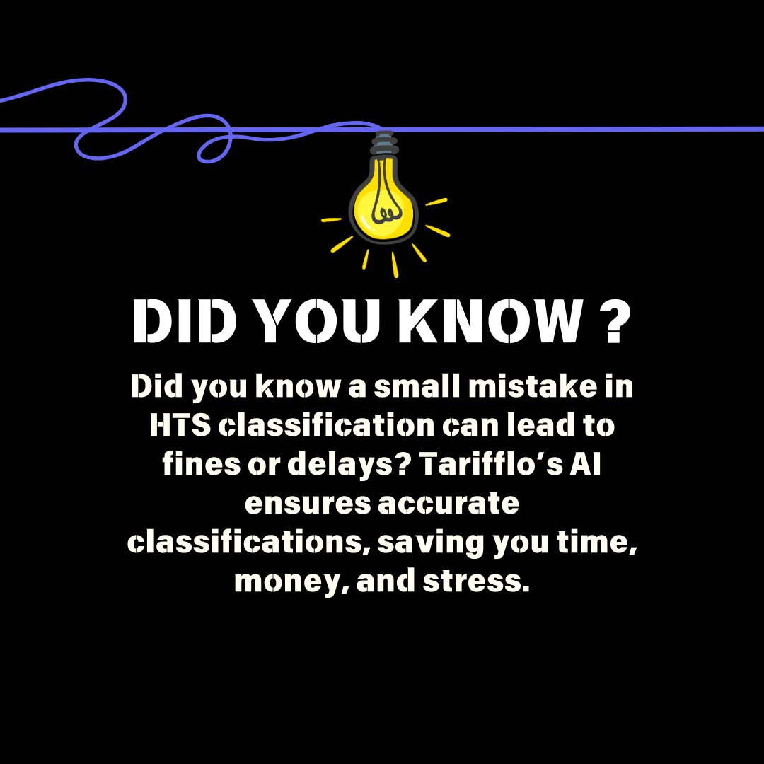 Did you know a small mistake in HTS classification can lead to fines or delays? Tarifflo’s AI ensures accurate classifications, saving you time, money, and stress. #HTSClassifications #TariffCompliance
