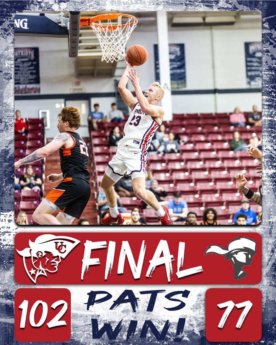 Patriots run all over the Pioneers as they move to 9-0 on the season!! Cromer record's a triple double in the dominant effort!

Cromer: 23 pts, 10 reb, 10 ast, 4 stl
Johnson: 34 pts, 2 reb, 2 ast, 2 stl
Jones: 15 pts, 12 ast, 4 reb, 2 stl

#OneBigTeam | #LoveTheLogo