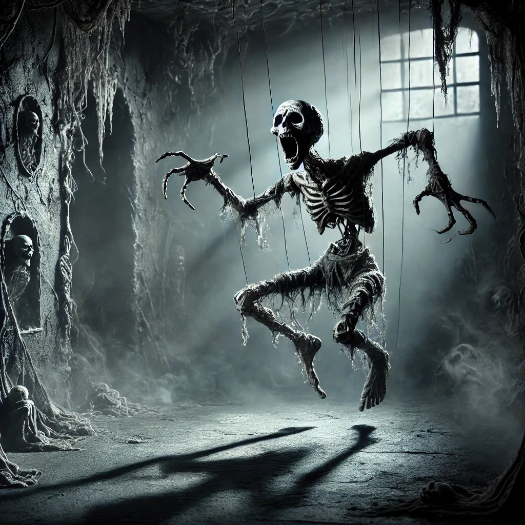 WordsOfPoet0's tweet photo. #horrorprompt 1650
#Grotesquely twisted,
The marionette danced.

Its strings held tight
by unseen hands.

Whispers filled
The hollow room.

Promising life 
Delivering doom.

A silent scream froze
On the lips of wax.

Eternally trapped
In shadow’s grasp. https://t.co/cDwFhwSOBu