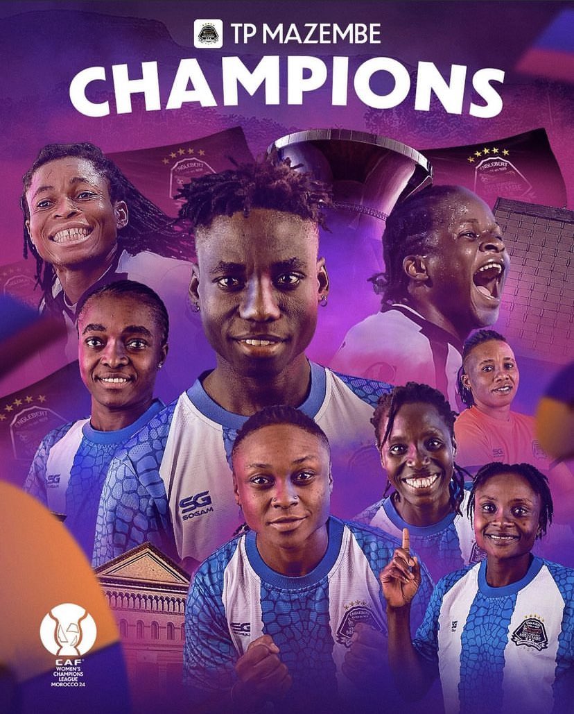 leonkibondo's tweet photo. Première finale de la Ligue des champions féminine africaine et premier trophée remporté par l'équipe @TPMazembe 🇨🇩🇨🇩🇨🇩❤️🏆.
Félicitations les femmes 👏🏽👏🏽⭐️
#CAFWCL2024 #FARTPM
#AlJadida #CAFWomen https://t.co/jxEk65rg15