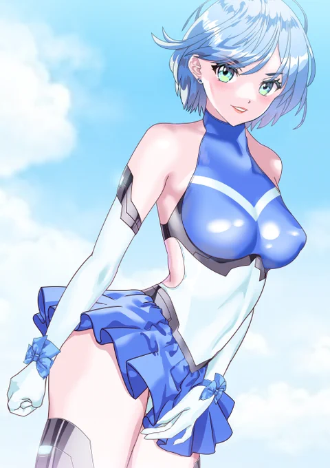 おはようございます(#^.^#)颯爽とマーキュリーNEOの凛ちゃん手首にリボンと髪型の印象を少し変更しました胸のブローチを模索しています 