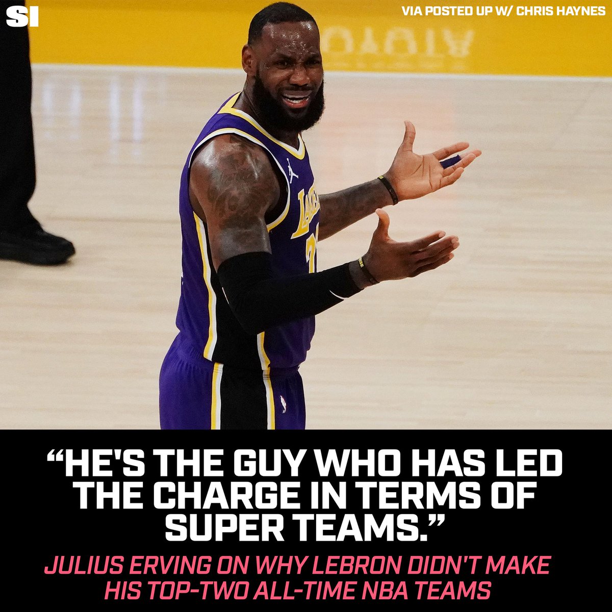 Julius Erving on why left Lebron out of his top 10:

"If LeBron James hadn’t tried to form superteams to win rings, he would be in my top 10 of all time. I have him at 15th place, behind Scottie Pippen."

None of the old school players respect this superteam building fraud