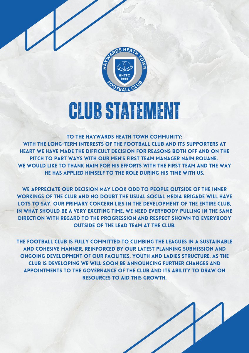 HHTFC's tweet photo. Club Statement

#HHTFC https://t.co/KcArzBeaxm