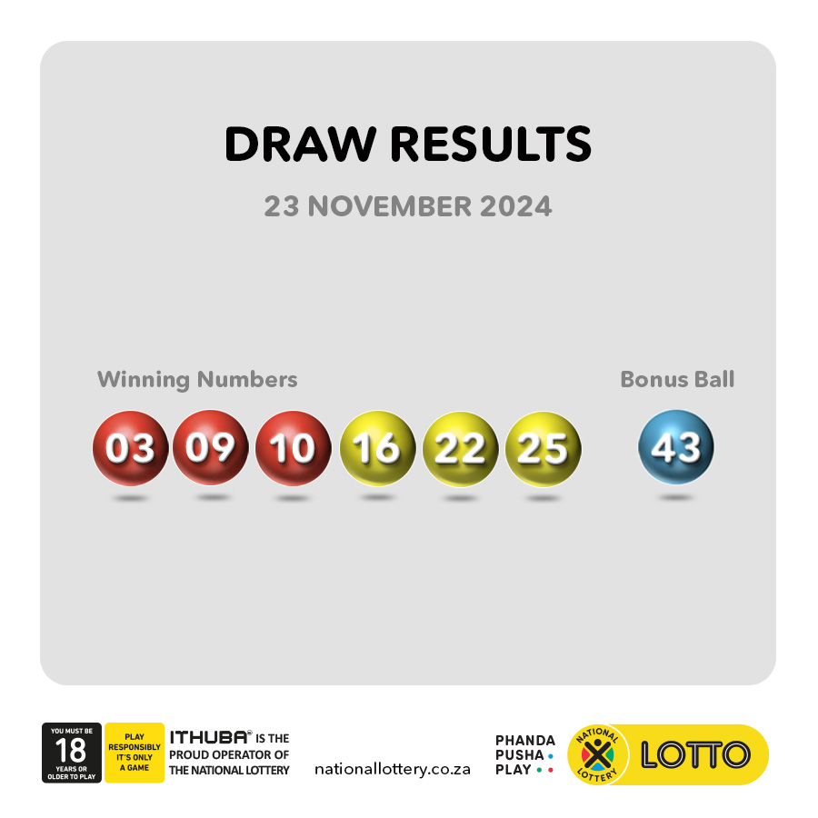 PhandaPushaPlay on X DrawResults for 23 11 24 are LOTTO 03 09 10 16 22 25 B 43 LOTTOPLUS1 10 11 21 25 34 36 B 09 LOTTOPLUS2 01 16 26 39 41 47