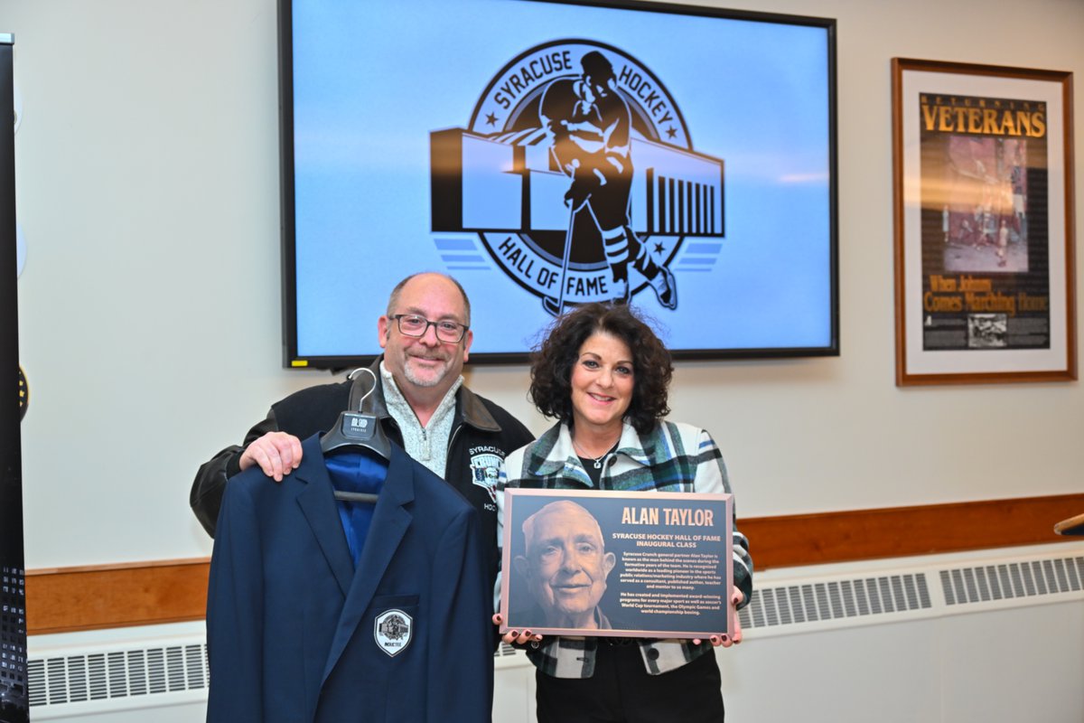 SyracuseCrunch's tweet photo. We are so proud to have enshrined Scott Walker, Howard Dolgon, Ed Kochian, Alan Taylor and Brian Elwell as the Inaugural Class of the Syracuse Hockey Hall of Fame. 🌟

The Crunch held a private induction this afternoon and look forward to the pregame ceremony tonight. https://t.co/PnOilADf4Y