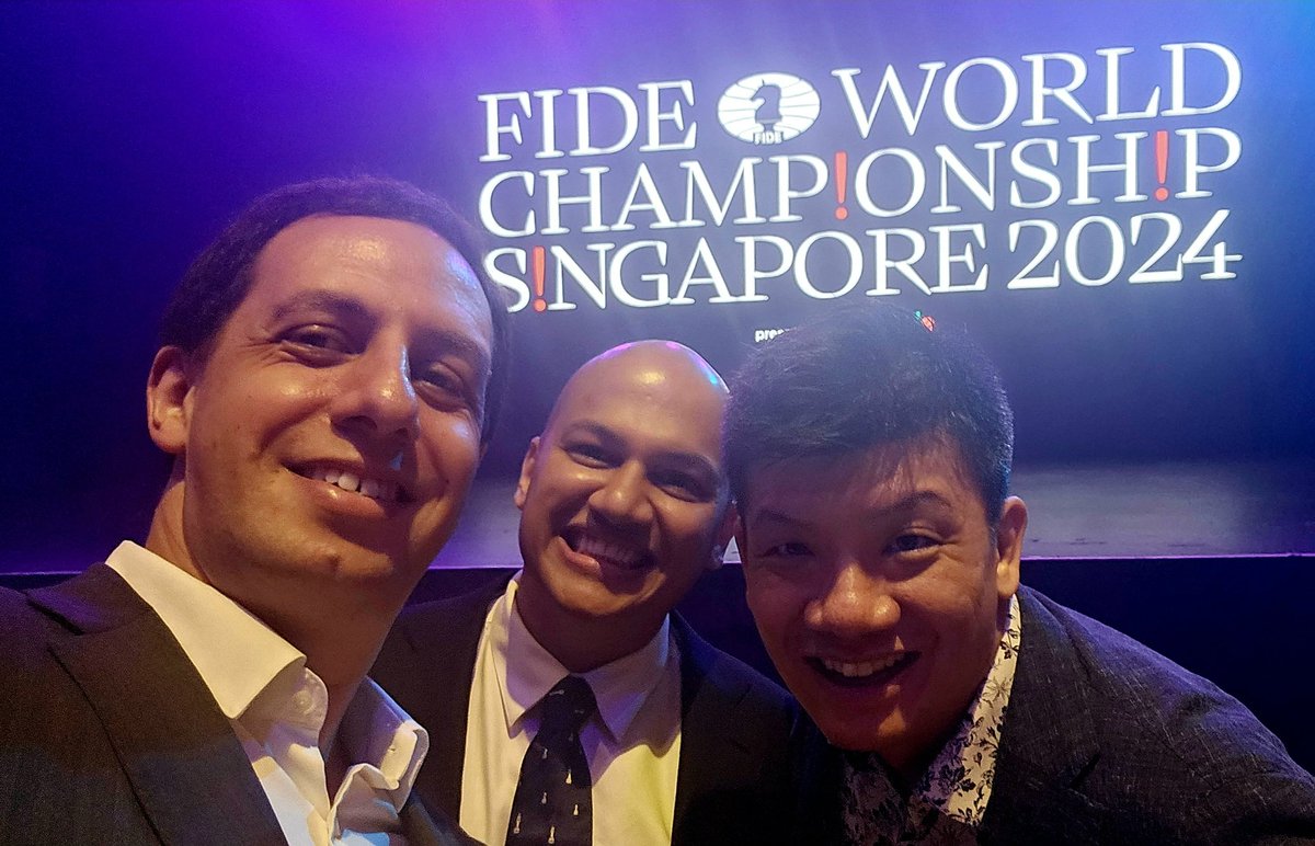 MarkShmulevich's tweet image. A night to remember at the FIDE World Chess Championship opening in Singapore! 🇸🇬 First time here, first time two Asian players compete, and my first time meeting grandmasters. What a moment for chess! ♟️🏆 #FIDEWorldChess #Singapore