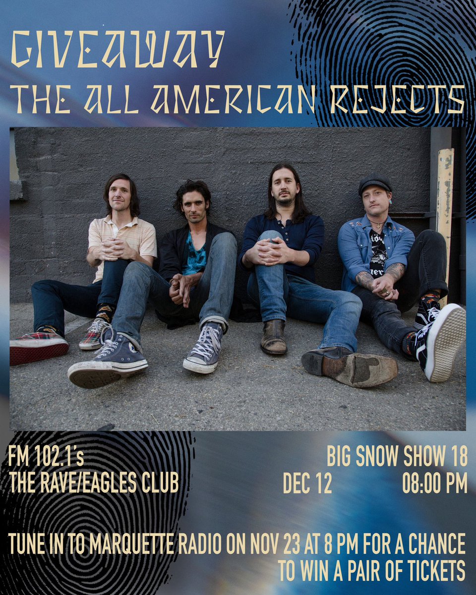 In case you missed it... we're giving away tickets to see The All-American Rejects at The Rave/Eagles Club. Tune in tonight at 8 PM and listen for the phone number to call