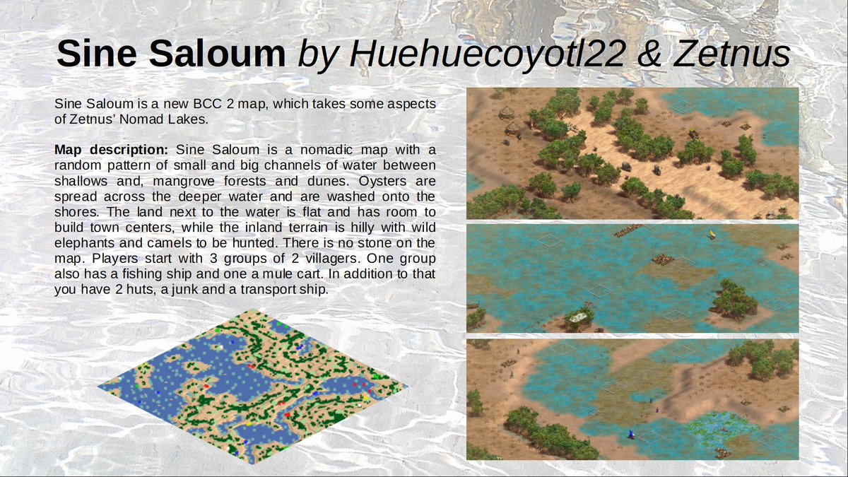 huehuecoyotl22's tweet photo. Blue Carbon Cup 2 map 13: Sine Saloum by @ZetnusTheGreat and me. A quite random hybrid Nomad map, which originates from the #WDC2 planning. #bcc2 #bluecarbon #ageofempires https://t.co/5jT47d7bFk