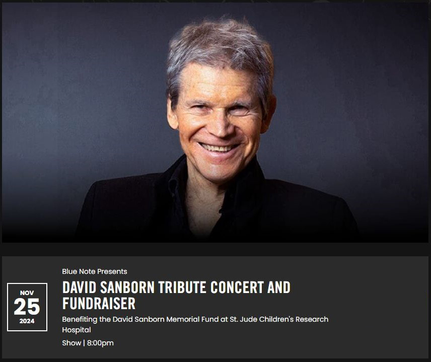Celebrate the legendary David Sanborn Monday, November 25th! Watch this unforgettable evening via a FREE livestream at WBGO (wbgo.org) at 8 PM EST. 
This special tribute supports St. Jude Children's Research Hospital.  

#DavidSanborn #Livestream #WBGO #StJude