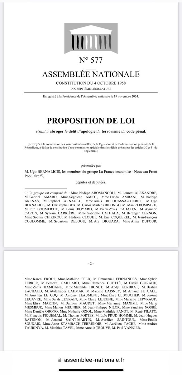 husseinbourgi's tweet photo. Chaque jour #LFI verse un peu plus dans l’ignominie.

Cette proposition de loi visant à abroger le délit d’apologie du terrorisme est une insulte faite à la mémoire des victimes du terrorisme.
cc @Midilibre @publicsenat @lemonde_pol @afpfr @senateursPS 

https://t.co/bQX9i0iy4v https://t.co/wt1LVJgO51