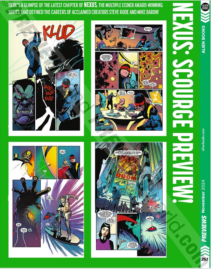 Pre-order issue no.2 of NEXUS SCOURGE from <a href="/Alien_Books/">Alien Books</a> now. It's the return of the multiple Eisner award-winning series that defined the careers of creators Steve Rude &amp; Mike Baron! Make sure your comic shop has plenty of copies!