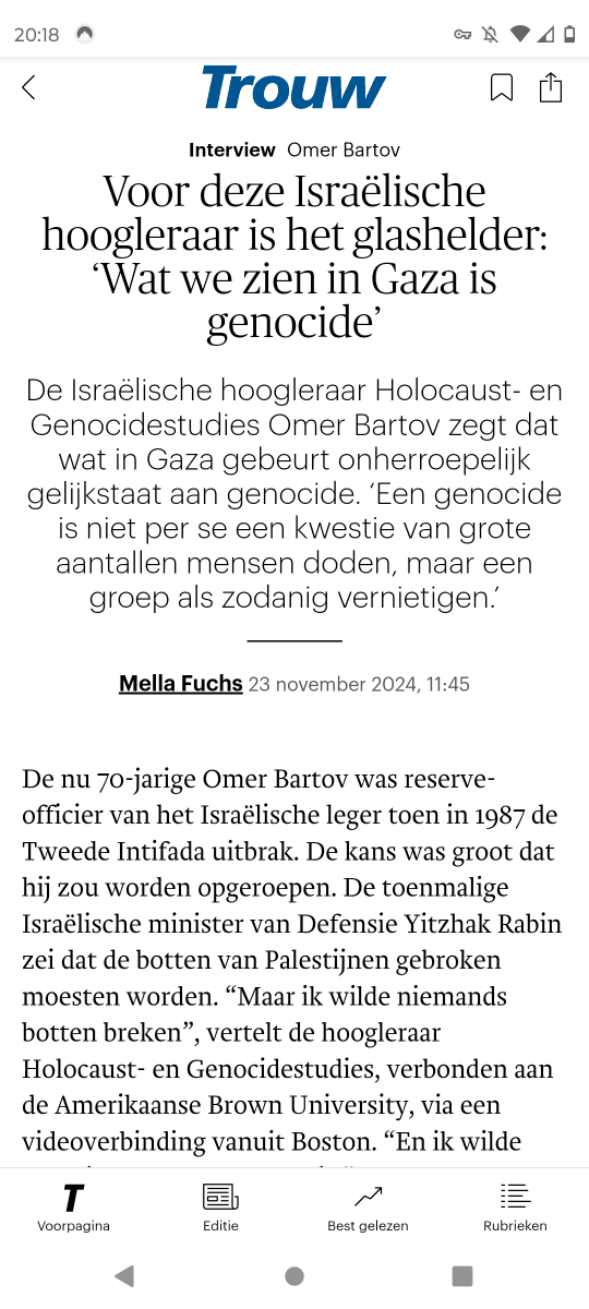 Mijn punt is: er is een genocide gaande. En ik had liever gezien dat die er niet was. Maar dáár horen we <a href="/TijsvandenBrink/">Tijs van den Brink</a> noch <a href="/henkvermeer/">Henk Vermeer</a> ooit over. Mede dankzij <a href="/trouw/">Trouw</a> vandaag kunnen ze niet zeggen dat ze niet op de hoogte waren:

trouw.nl/buitenland/voo…