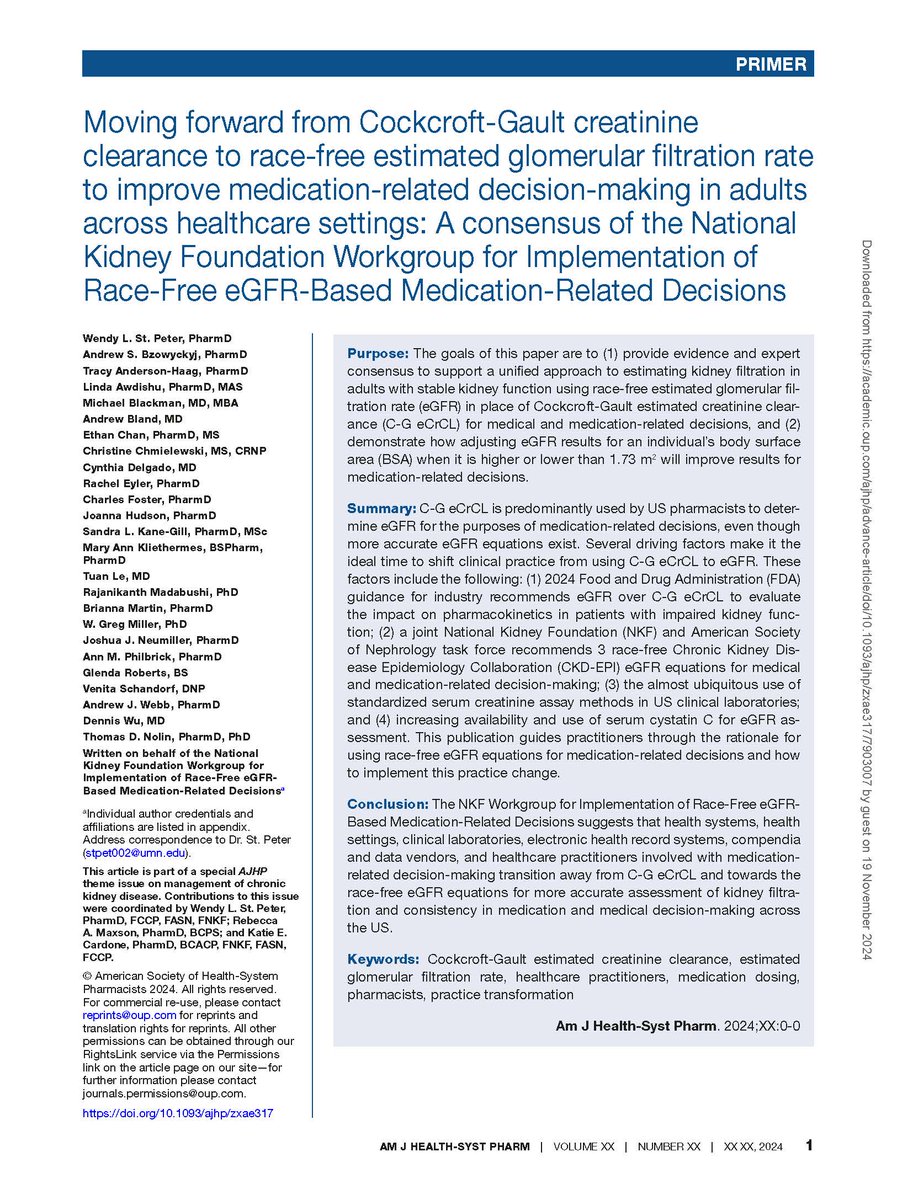 Should you use eGFR or Cockcroft-Gault eCrCL for medication dosing? See what our NKF Workgroup has to say. <a href="/UMN_Pharmacy/">UMN Pharmacy</a> <a href="/ACPEpharmacy/">ACPE</a> <a href="/BPSweb/">Board of Pharmacy Specialties</a> <a href="/GTMRxInstitute/">GTMRx Institute</a> <a href="/pharmacists/">American Pharmacists Association</a> <a href="/kidneymedmgmt/">AKHOMM</a> <a href="/RPANephrology/">RPA-Nephrology</a> <a href="/ASNKidney/">American Society of Nephrology</a> <a href="/ANNAnurses/">ANNA</a> <a href="/futurefamilymed/">Future Family Medicine (AAFP)</a> <a href="/AmDiabetesAssn/">American Diabetes Association</a> <a href="/kidneymedmgmt/">AKHOMM</a>